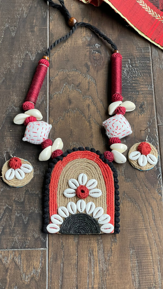 Jewelry Set - Jute Red Black