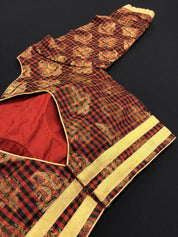 Designer Blouse - Maroon Red Black checkered
