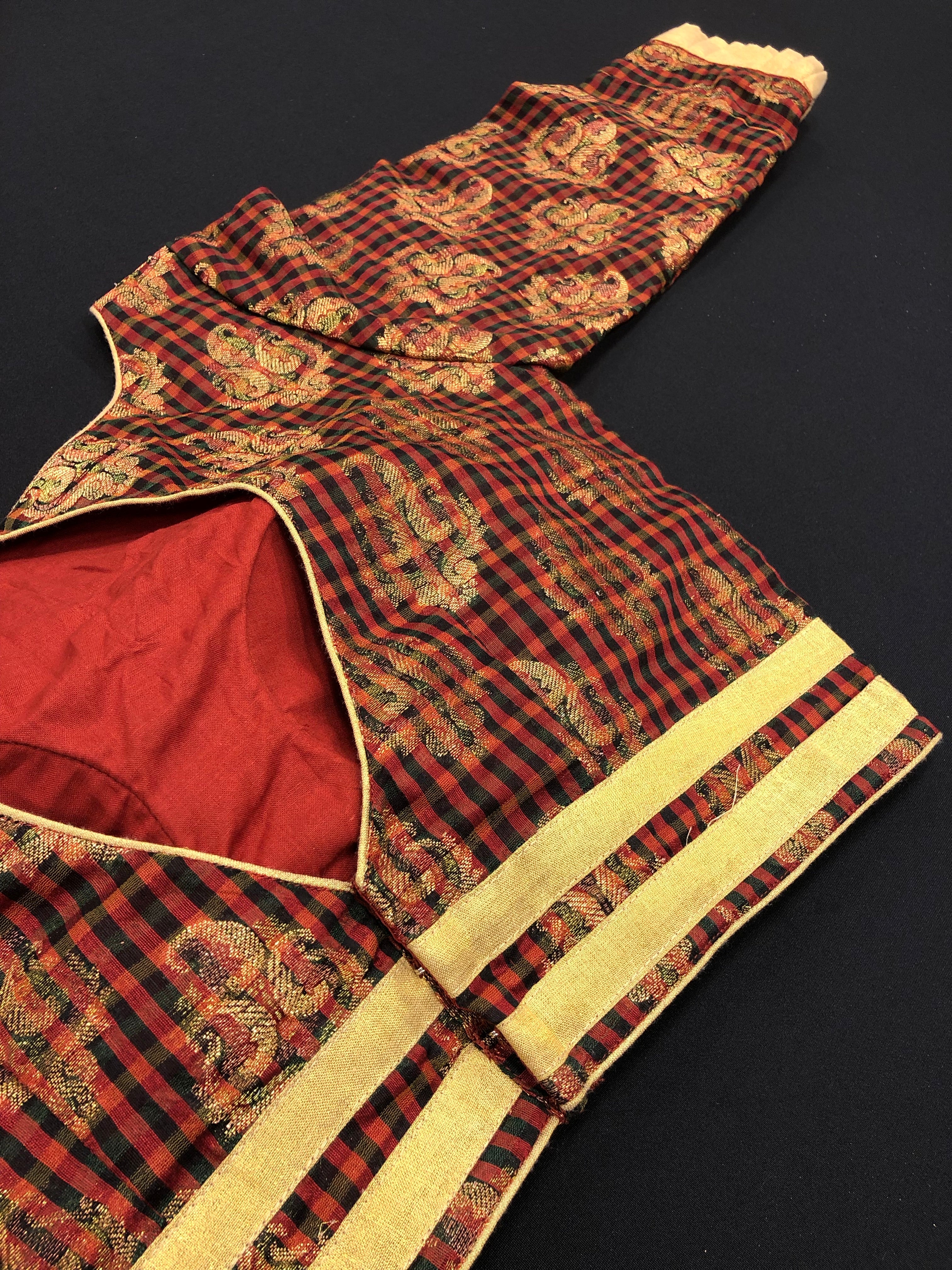 Designer Blouse - Maroon Red Black checkered