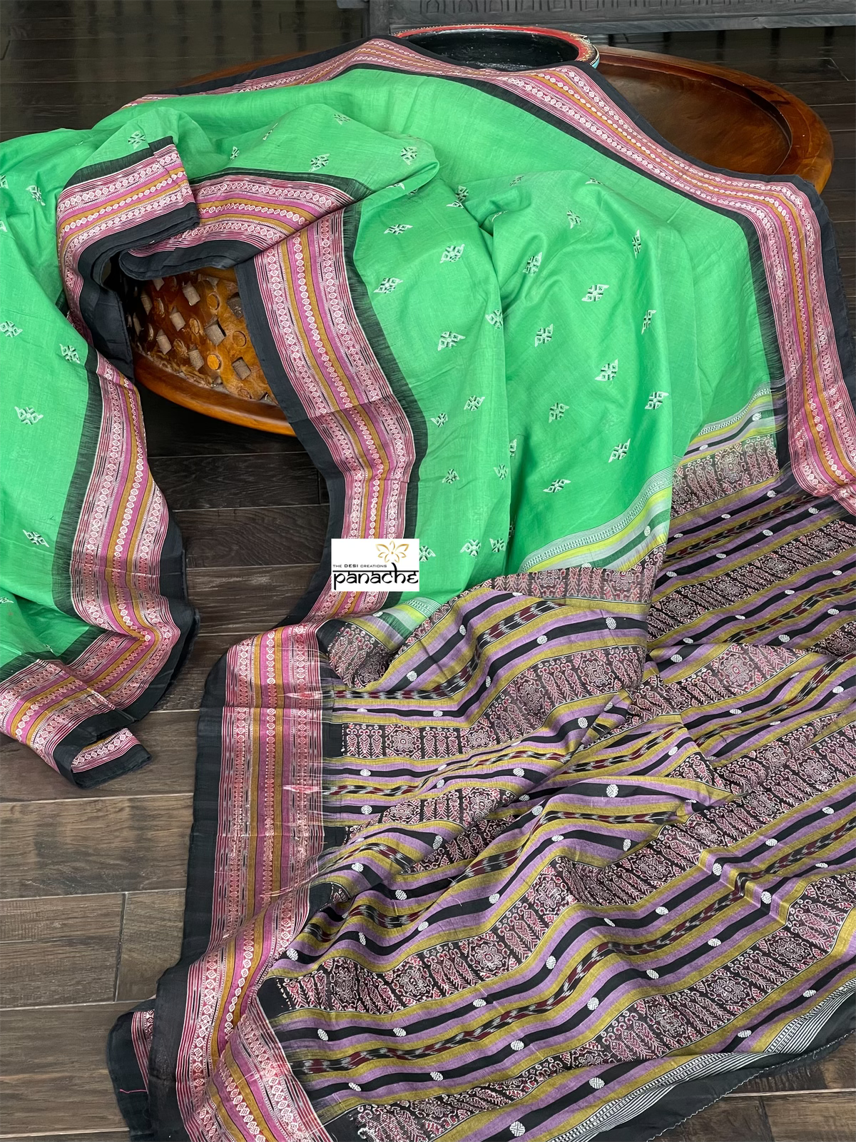 Pure Cotton Bomkai - Green Black