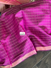 Pure Raw Silk - Sea Green Magenta Checkered