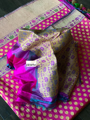 Katan Silk Banarasi - Shot Pink Paithani Woven