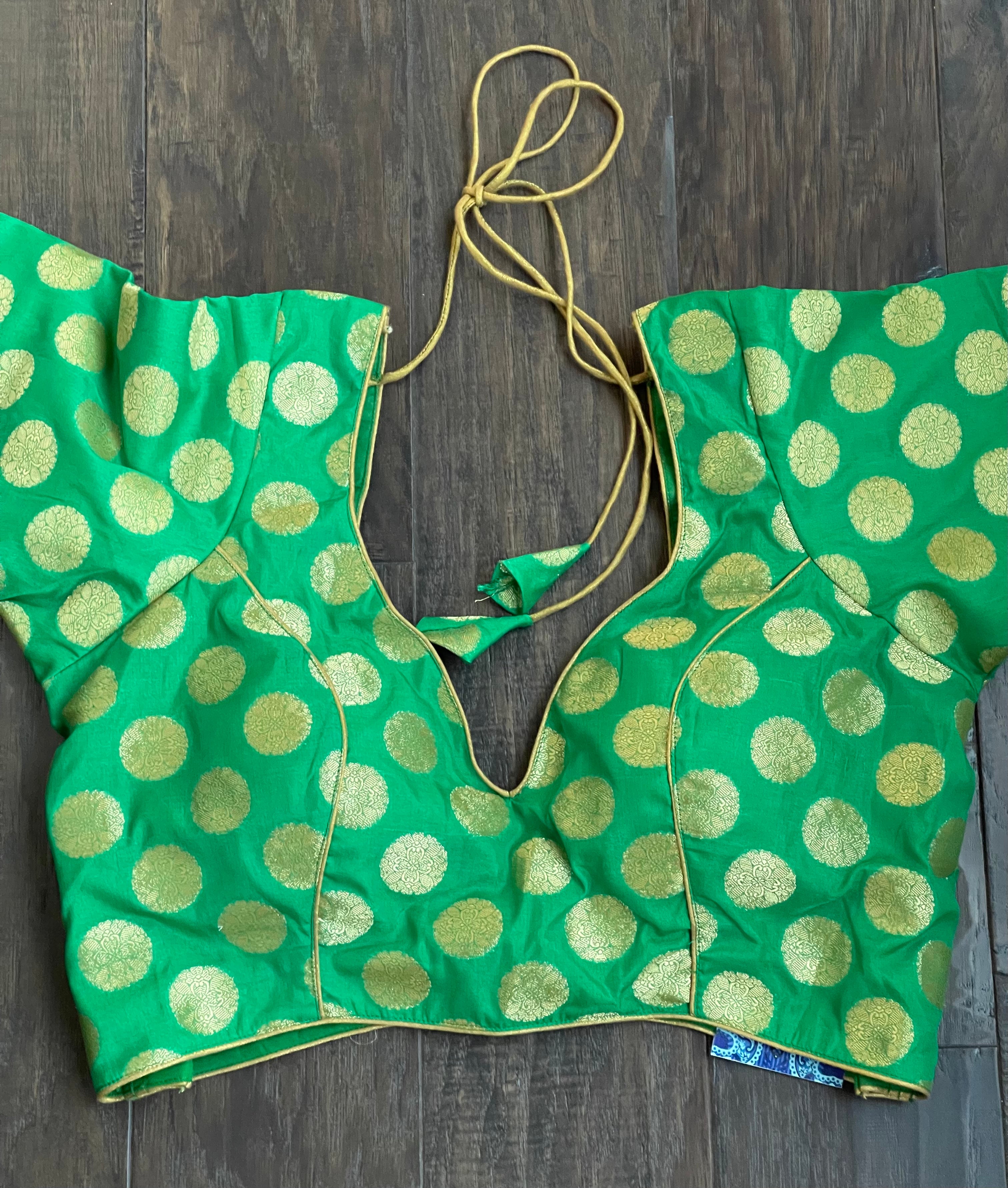 Designer Blouse - Green Zari woven
