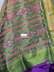 Pure Sambalpuri Silk - Green Purple Temple Border