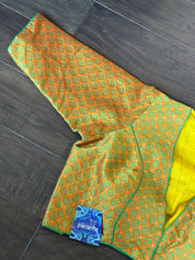 Designer Blouse - Green Yellow Resham Zari woven
