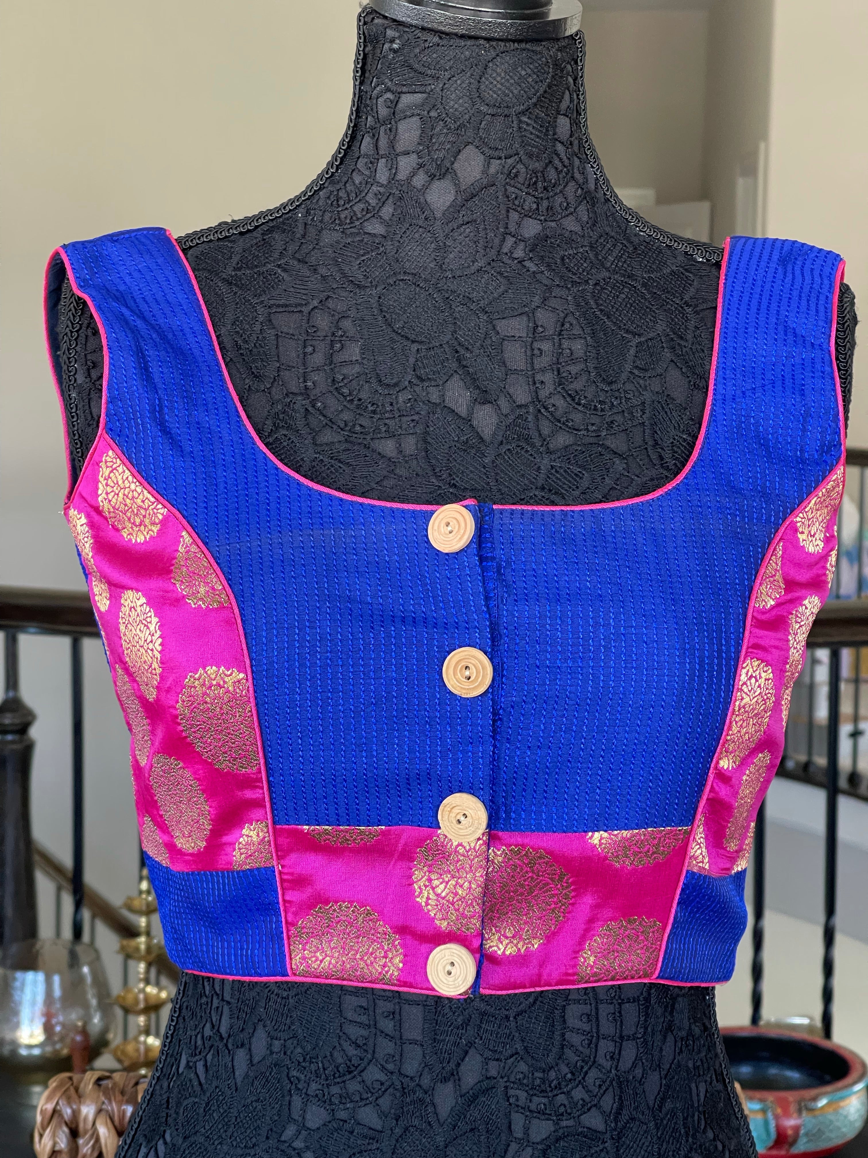 Designer Blouse - Royal Blue Magenta
