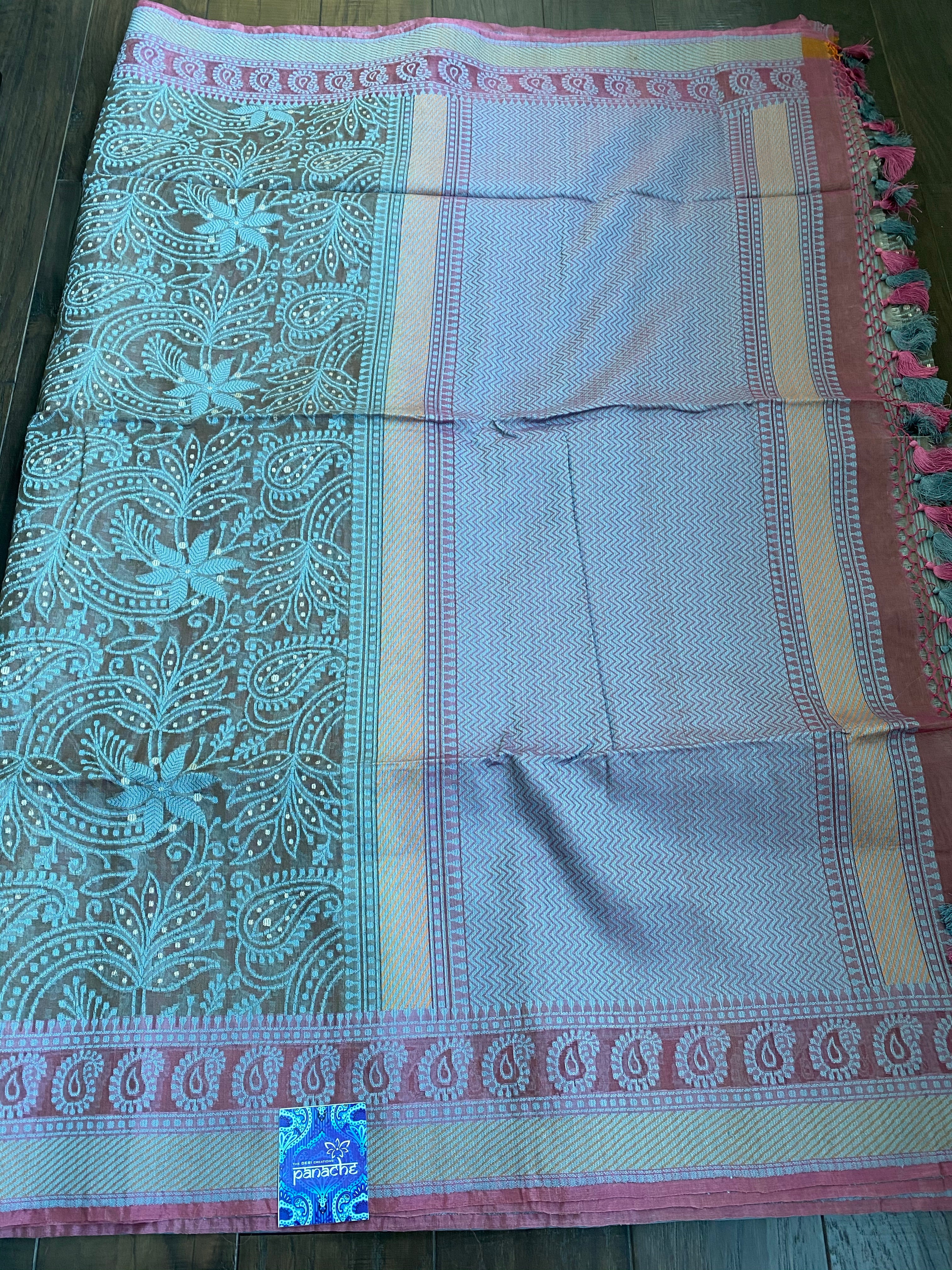 Organza Silk Banarasi - Grey Resham Woven