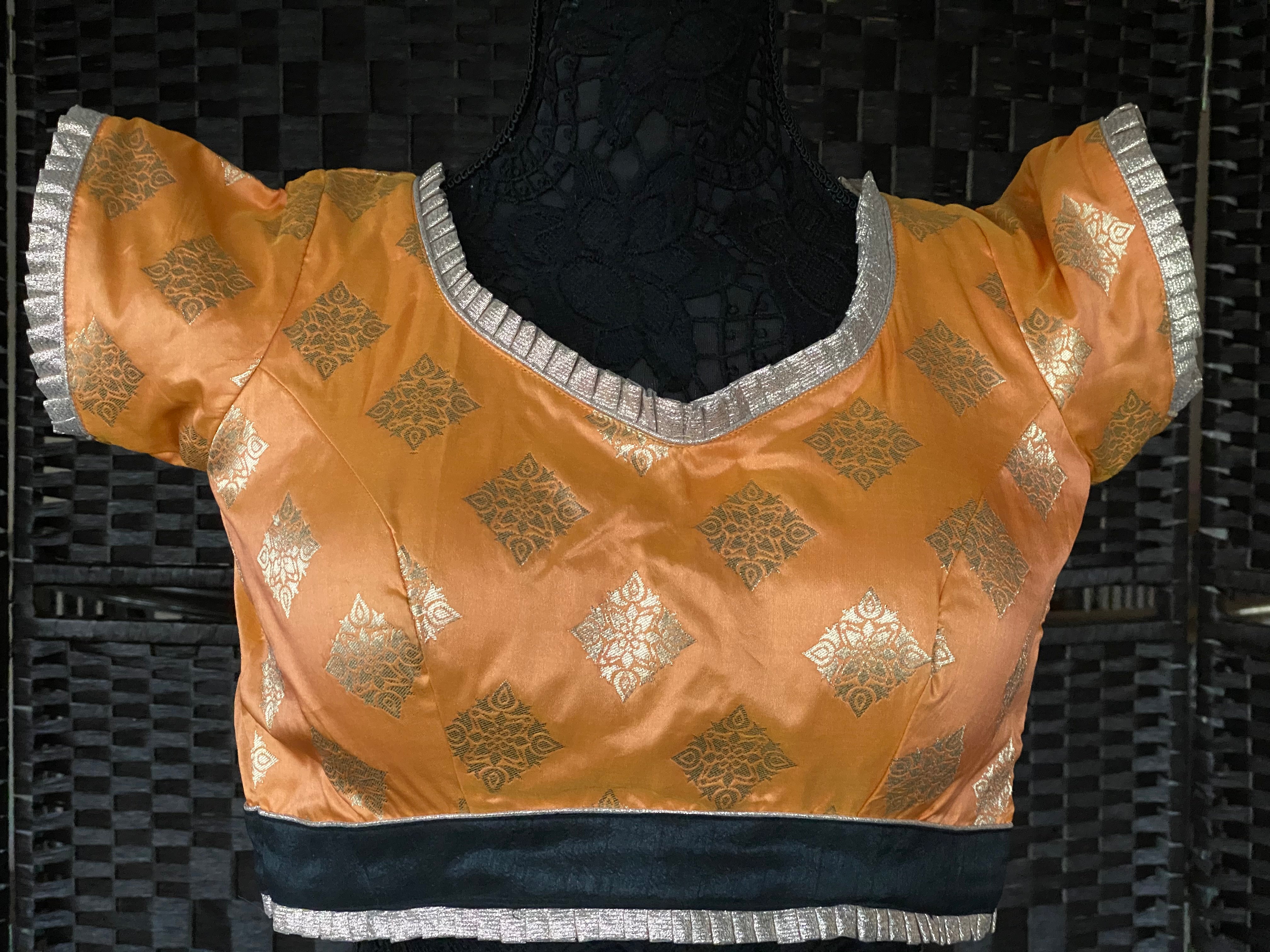 Designer Blouse - Bright Yellow Diamond Motif