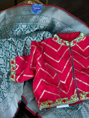 Designer Blouse - Raspberry Red Chevron