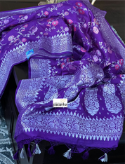 Khaddi Tussar Banarasi - Purple Meenakari