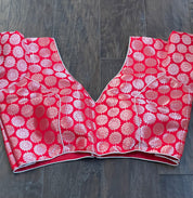 Designer Blouse - Red Silver Zari