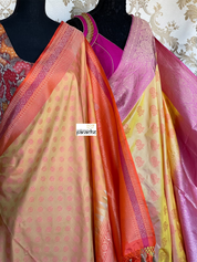 Silk Banarasi - Yellow Pink Resham Woven