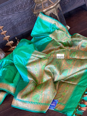 Katan Silk Banarasi - Sea Green Paithani Khadwa Woven