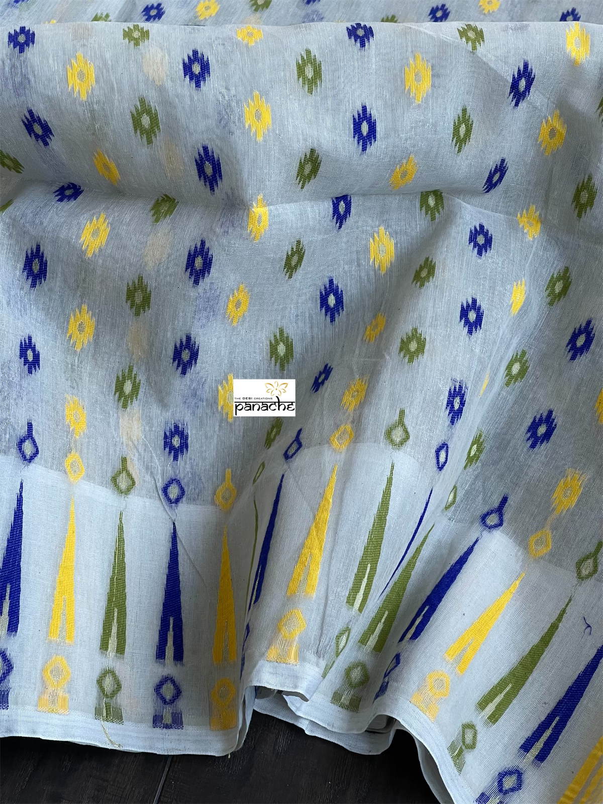 Jamdaani  - Off White Blue Yellow