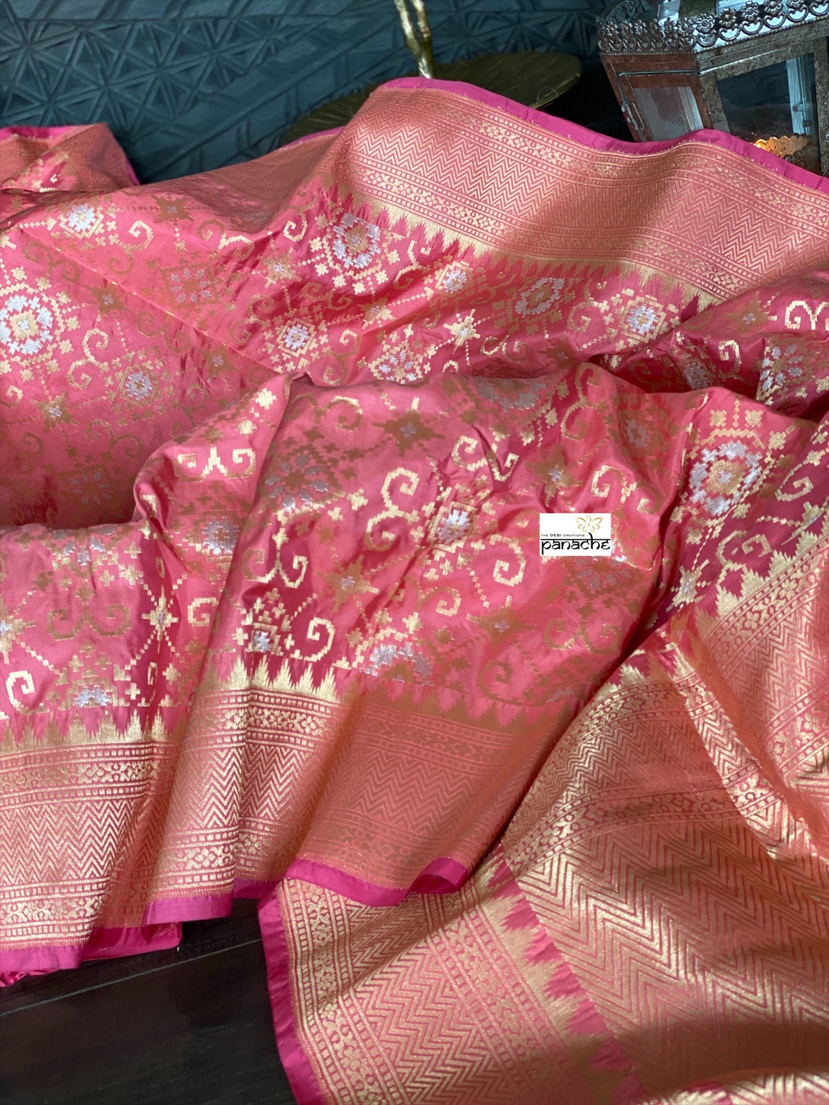 Katan Silk Banarasi - Pink Patola Weave