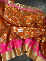 Kota Silk Jangla - Orange Pink