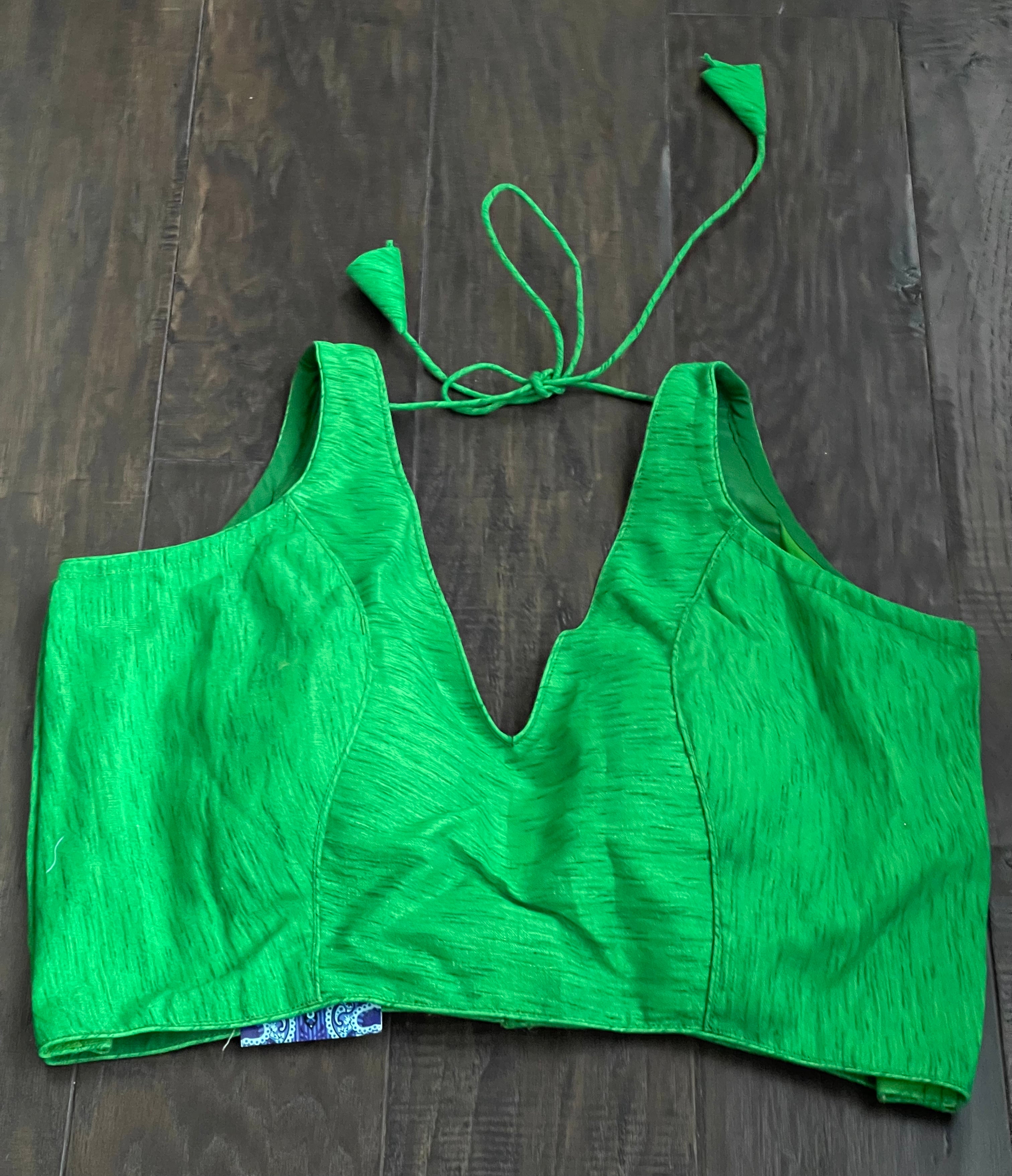 Designer Blouse - Green Raw Silk