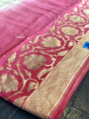Khaddi Georgette Banarasi - Peach Occur Yellow Shaded