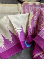Pure Tussar Silk - Beige Purple