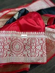 Katan Silk Banarasi - Black Red