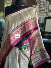 Designer Tussar Silk - Gicha Banarasi Border