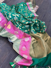 Kota Silk Jangla - Green Pink