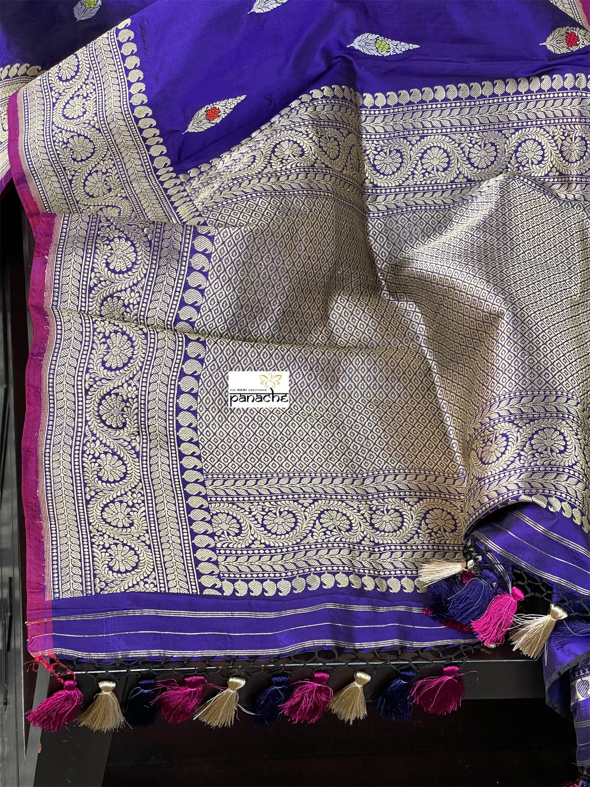 Pure Silk Banarasi - Purple Blue Kadwa