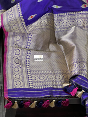 Pure Silk Banarasi - Purple Blue Kadwa