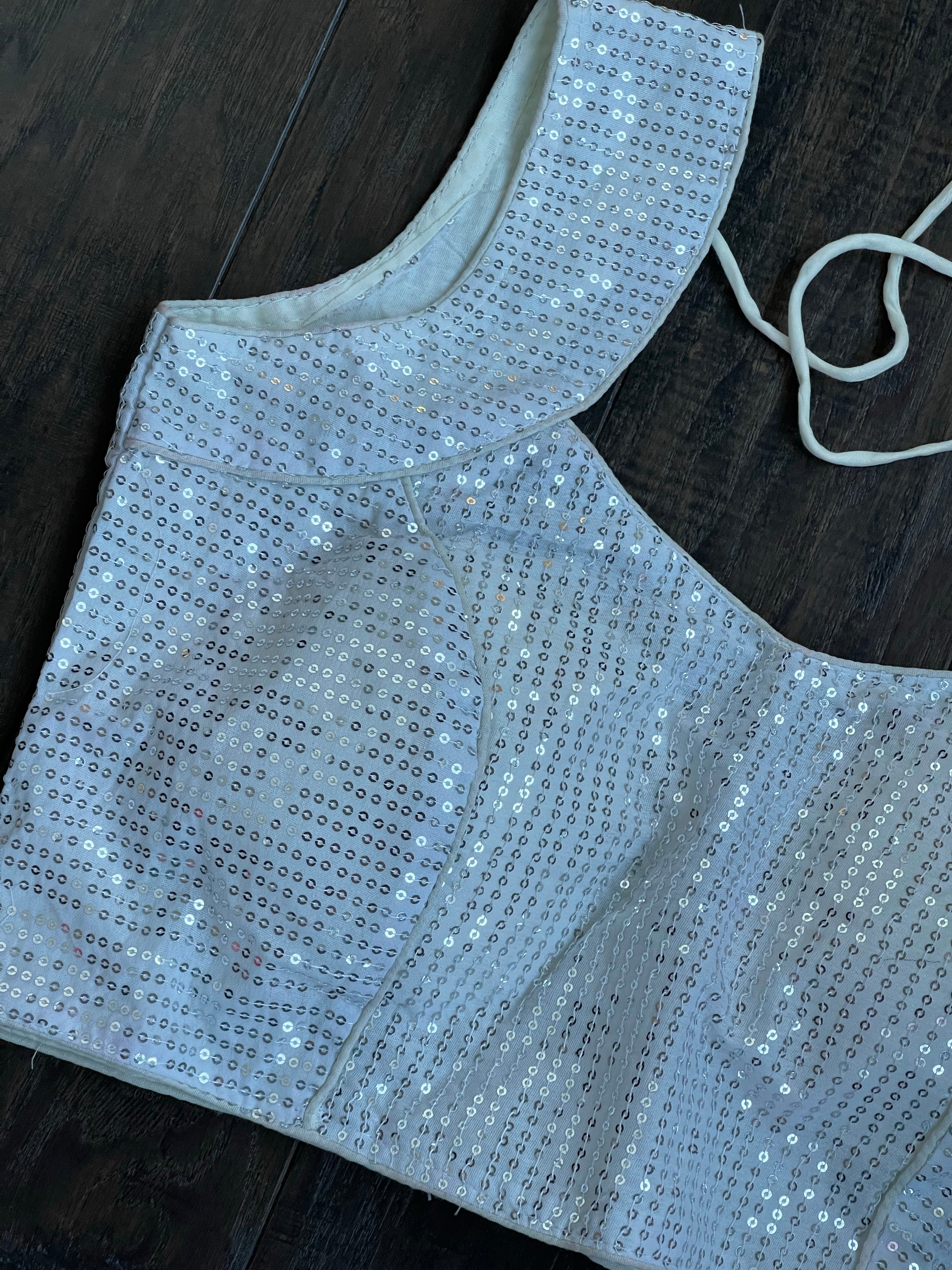 Designer Blouse - Off White Sequin