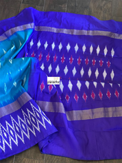 Pure Silk Ikat - Firozi Blue