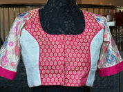 Designer Blouse - Offwhite Magenta