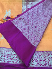 Katan Silk Banarasi - Orange Magenta