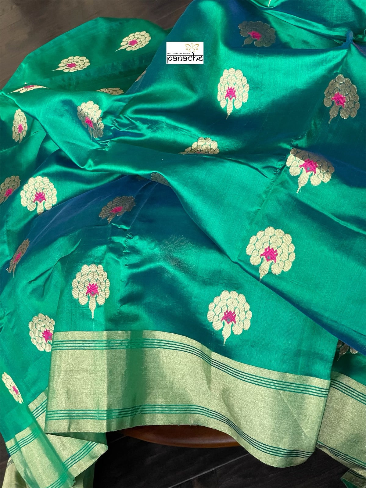 Pure Chanderi Silk - Green Eknaliya Woven Meenakari