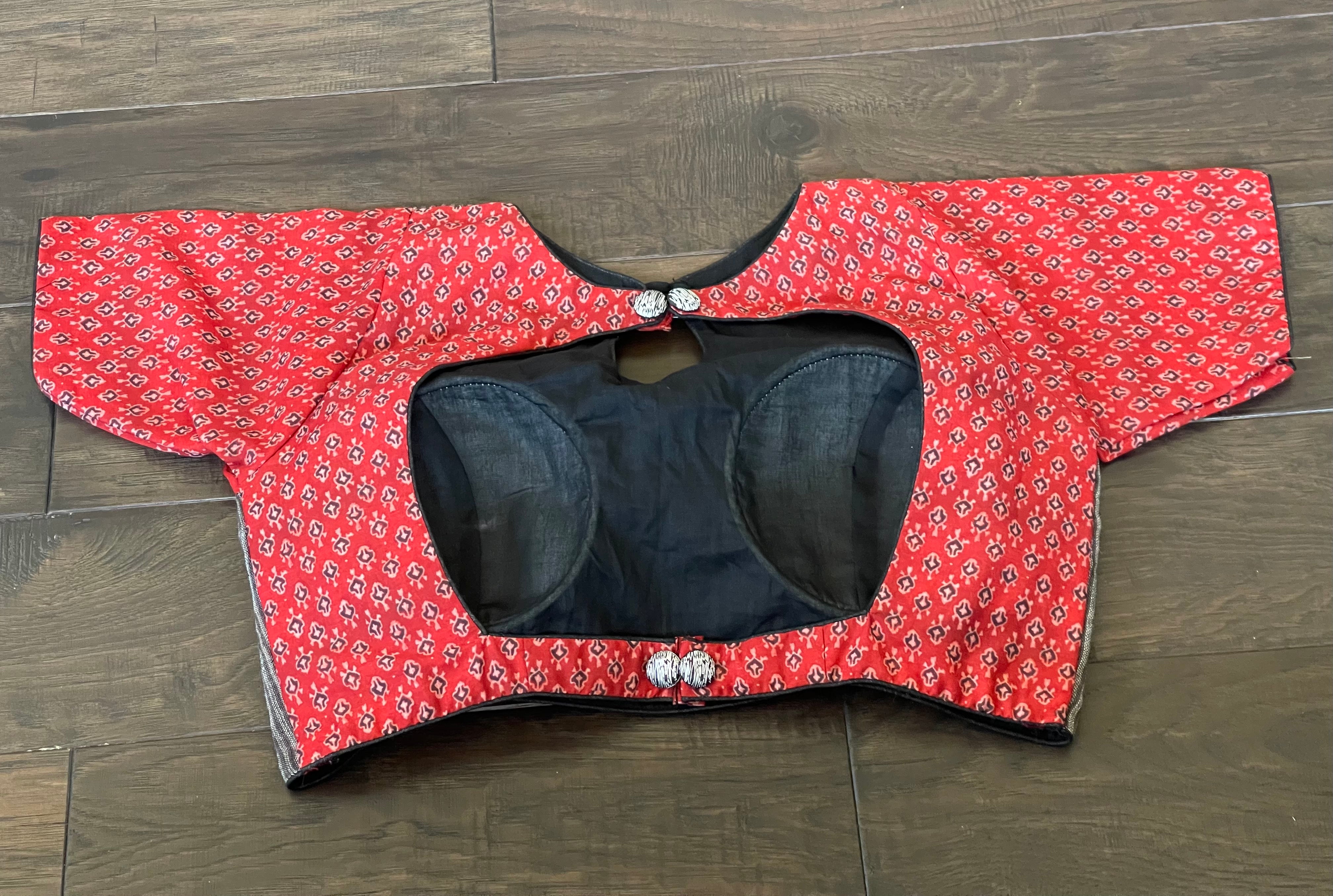 Designer Blouse - Black Red Grey