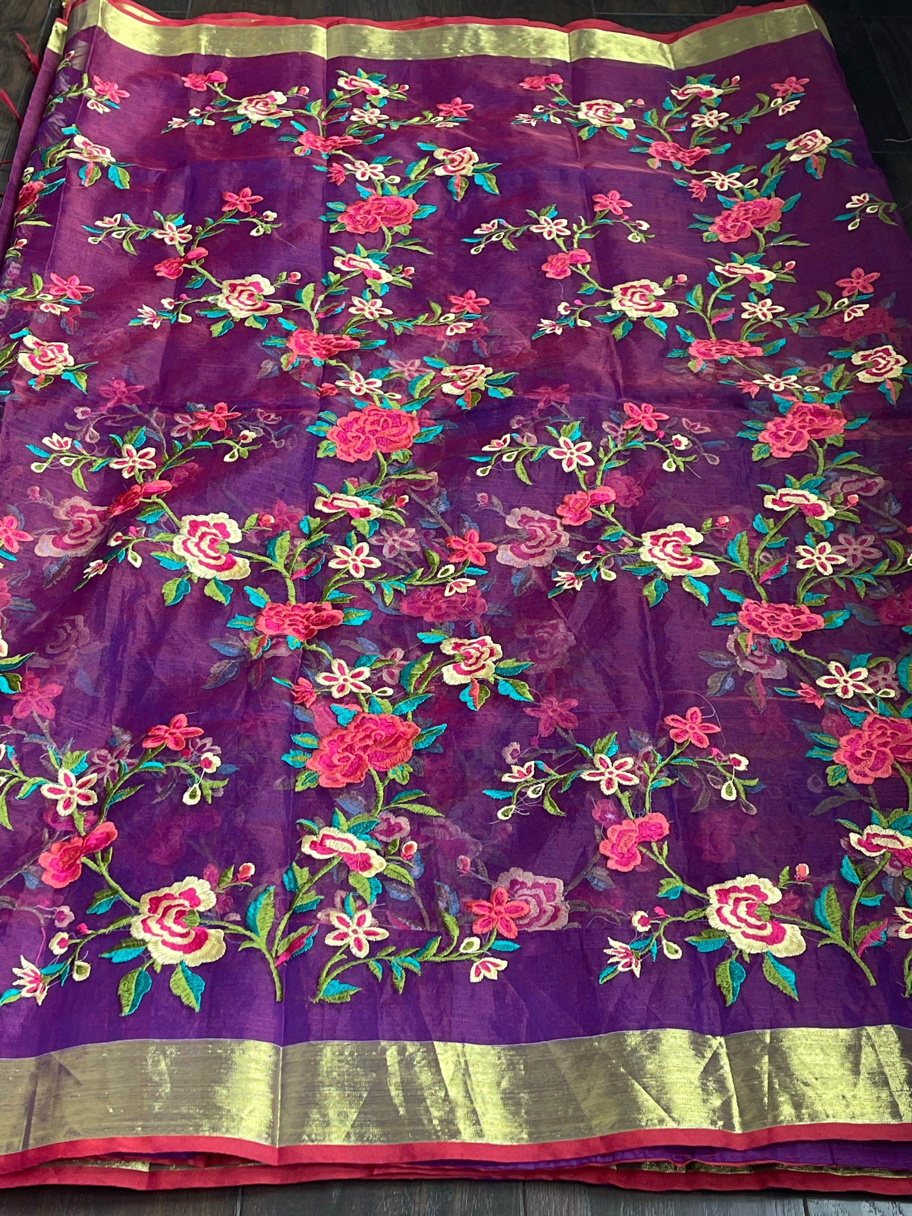 Designer Muslin - Purple Embroidered