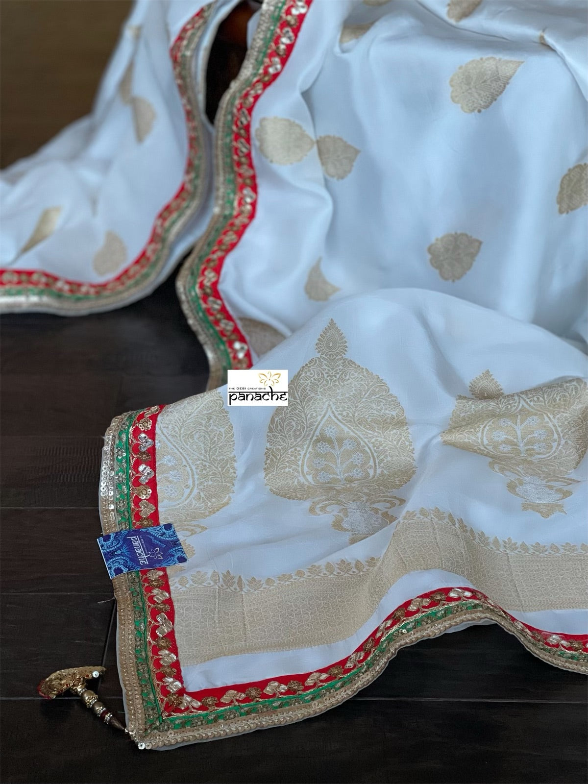 Designer Soft Silk Banarasi- Off White Gold Zari
