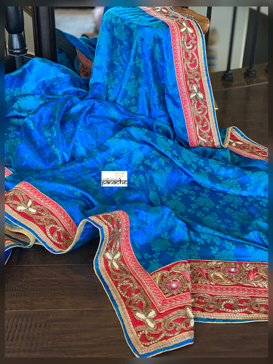 Designer Saree - Soft Silk Benarasi Blue Tanchoi