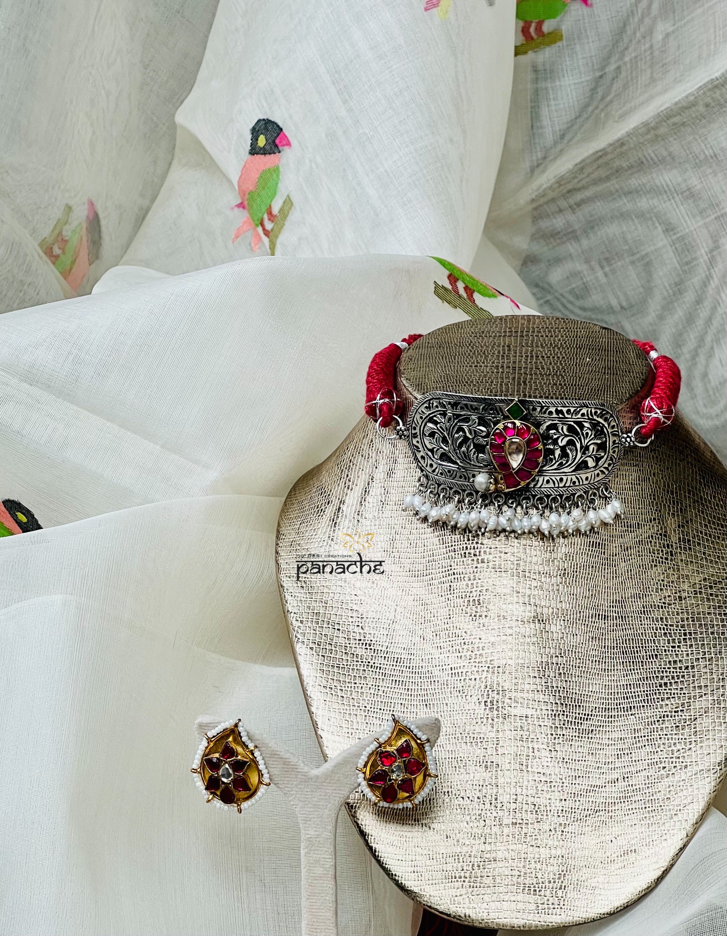 Silver 925 Choker - Chitai Paisley