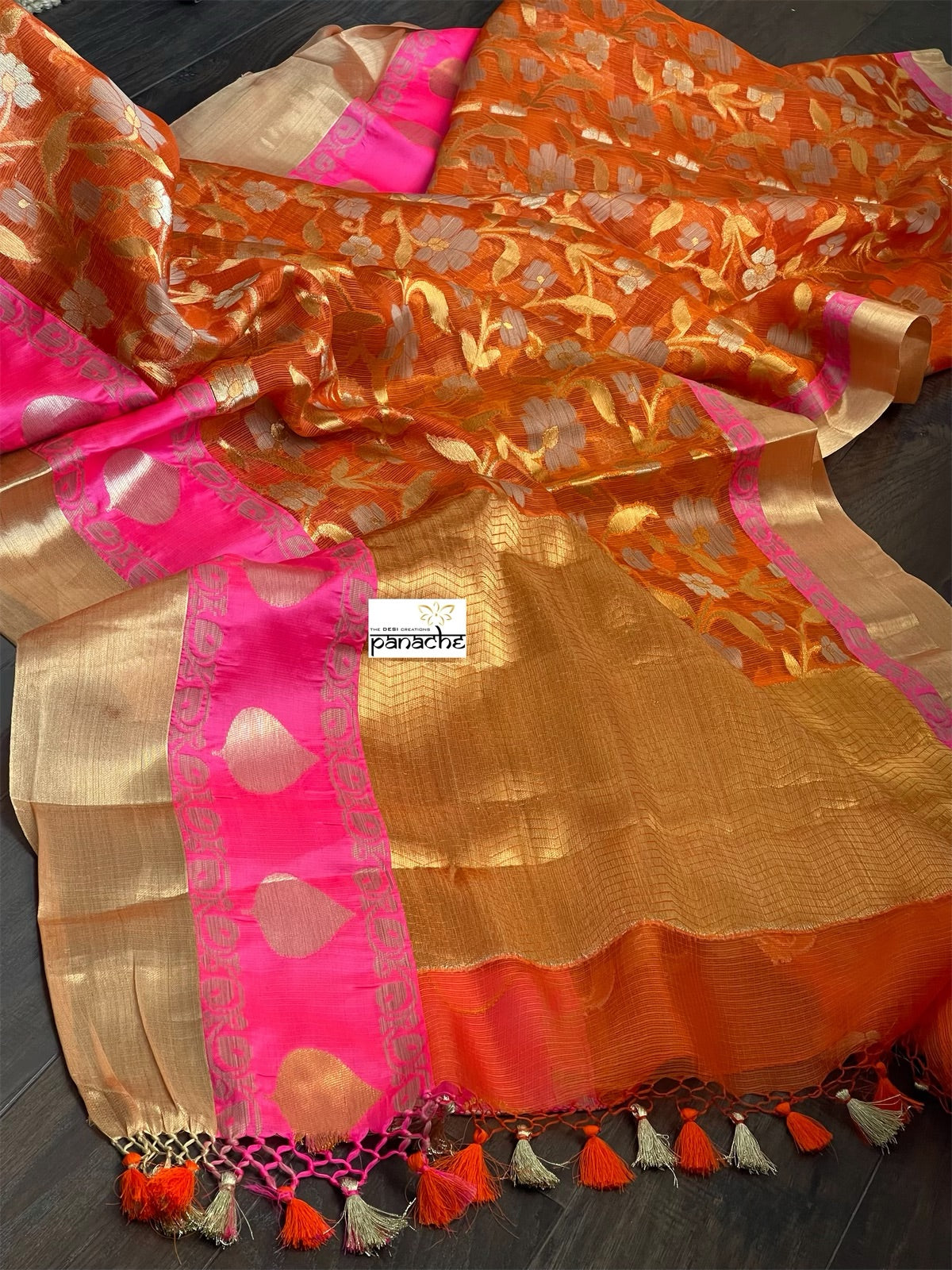 Kota Silk Jangla - Orange Pink