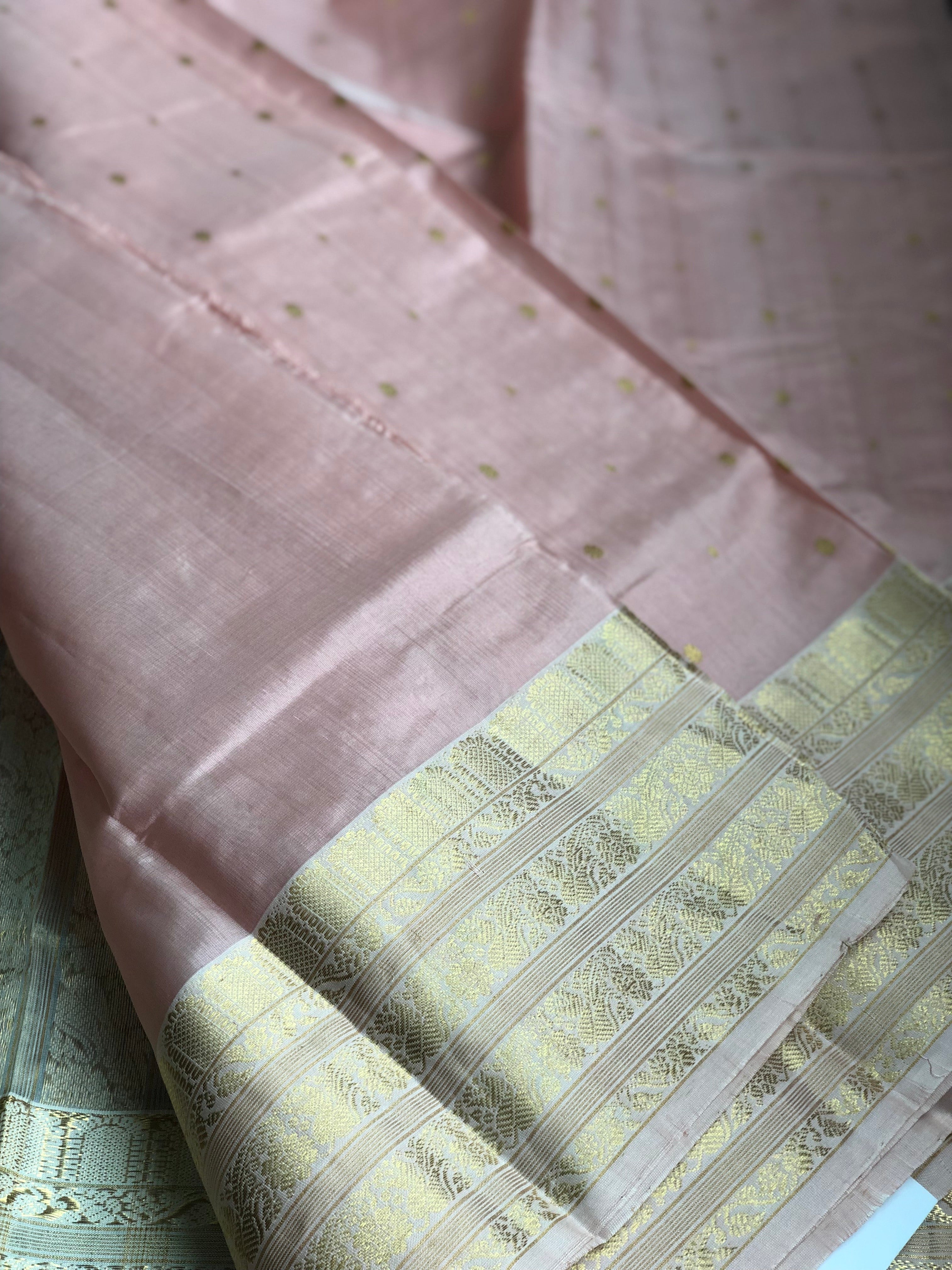 Pure Chanderi Silk - Light Pink Eknalya woven