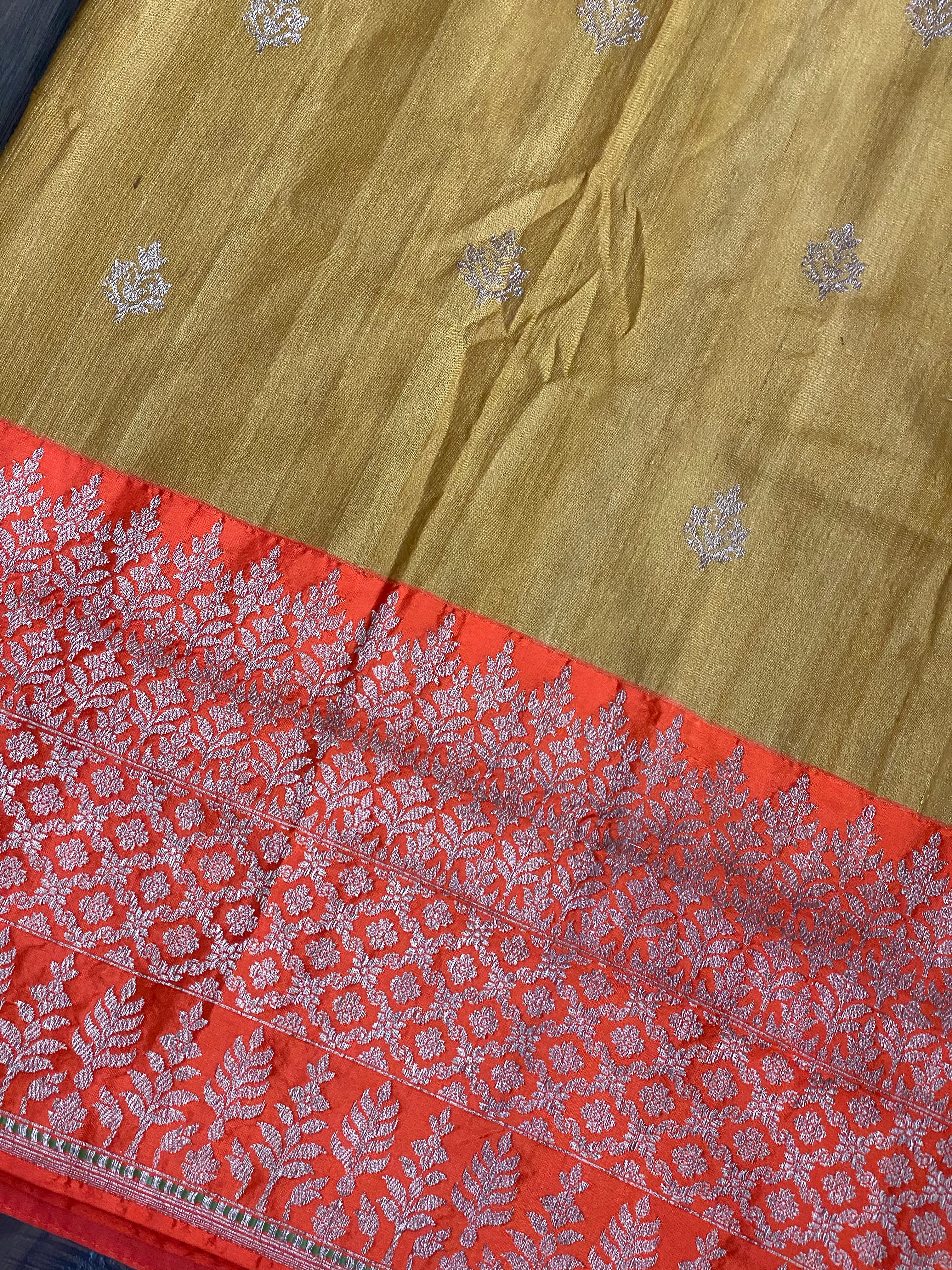 Tassur Silk Banarasi - Ochre Yellow Orange