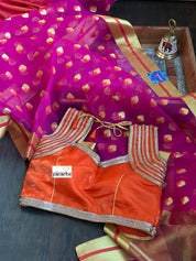Designer Blouse - Orange Stone Studed