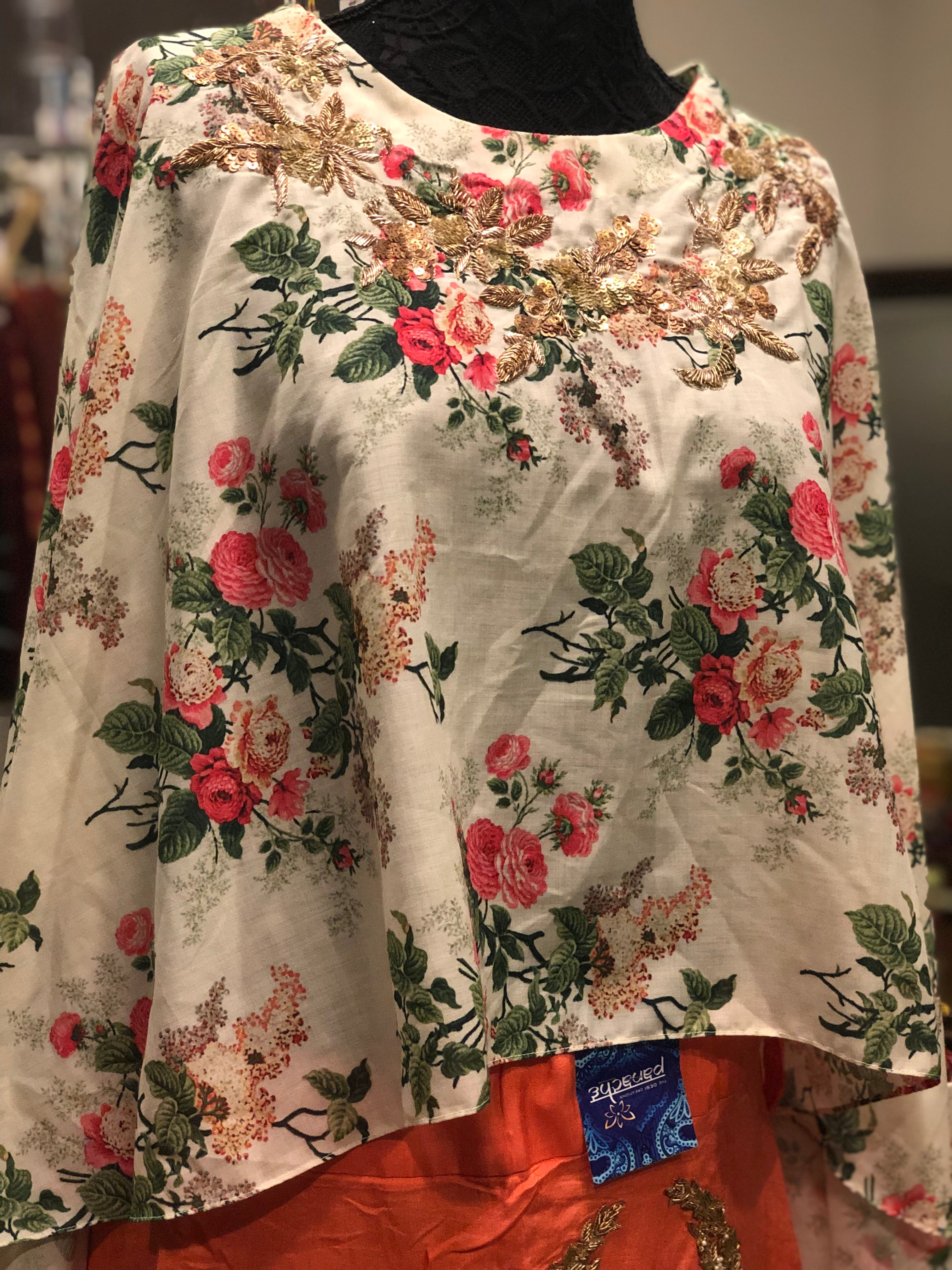 Skirt Blouse Set - Floral Top and Bottom