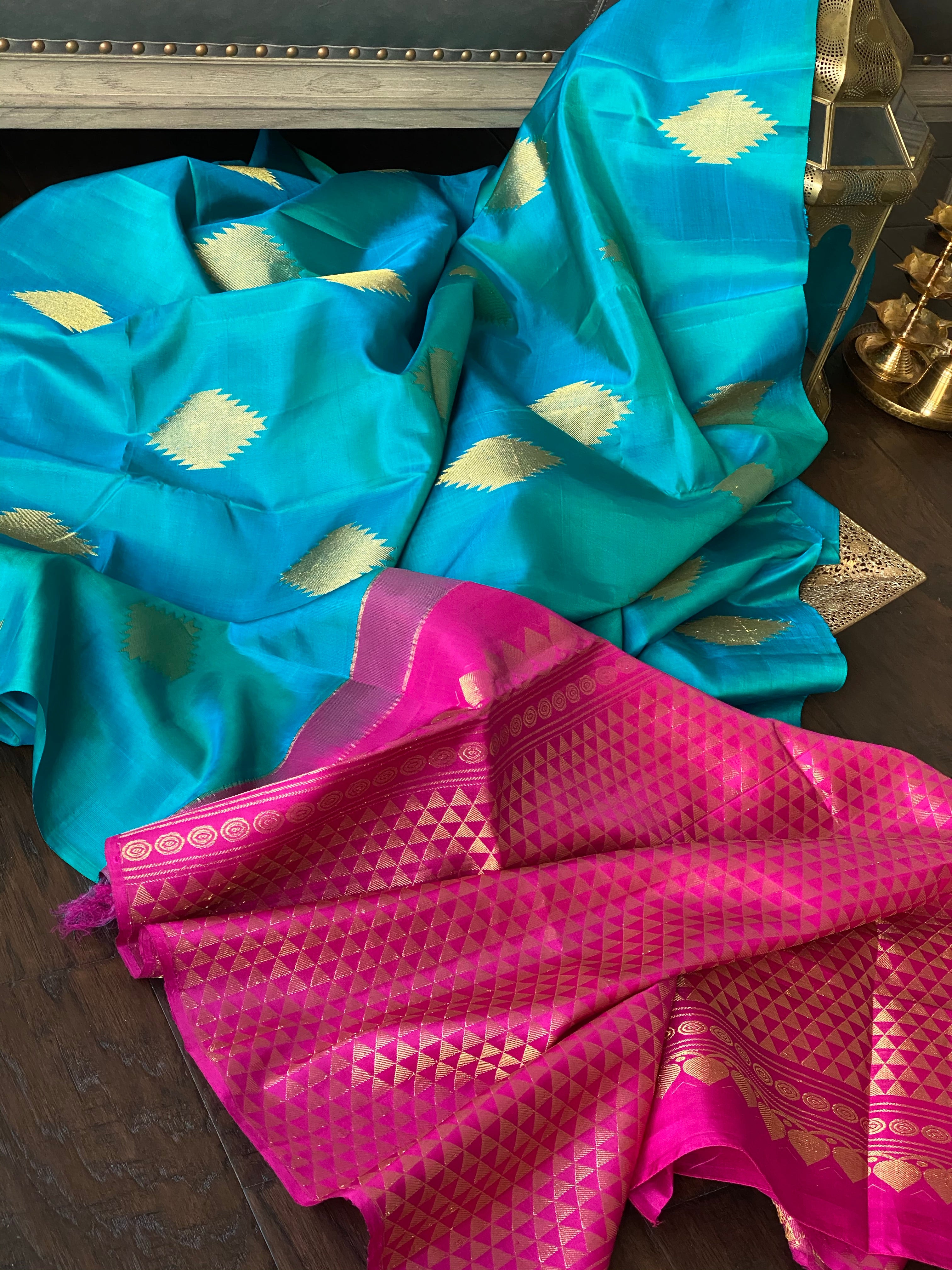 Pure Silk Kanjivaram - Sea Green Firozi Magenta