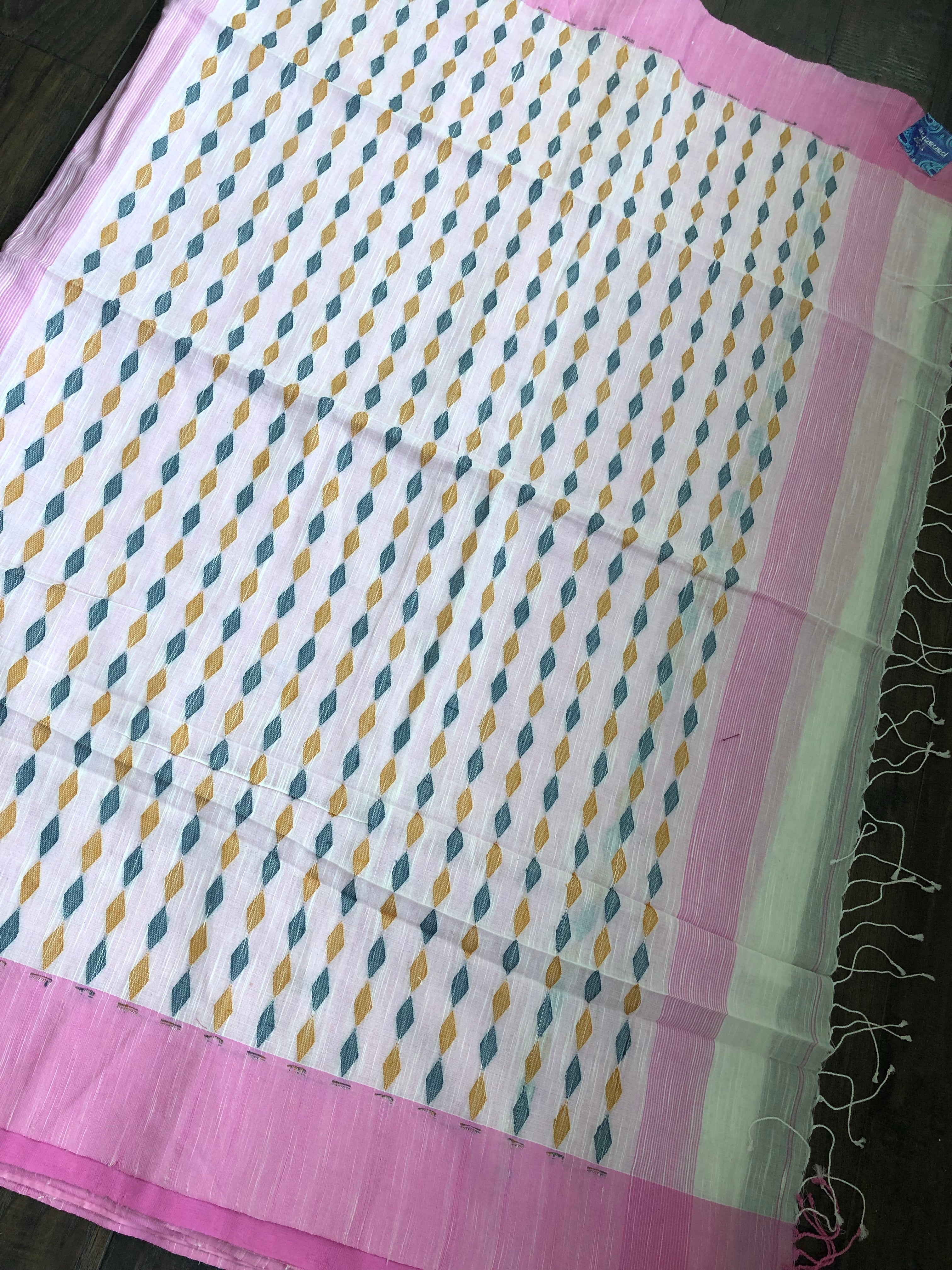 Pure Khadi Handloom - Offwhite Pink Woven