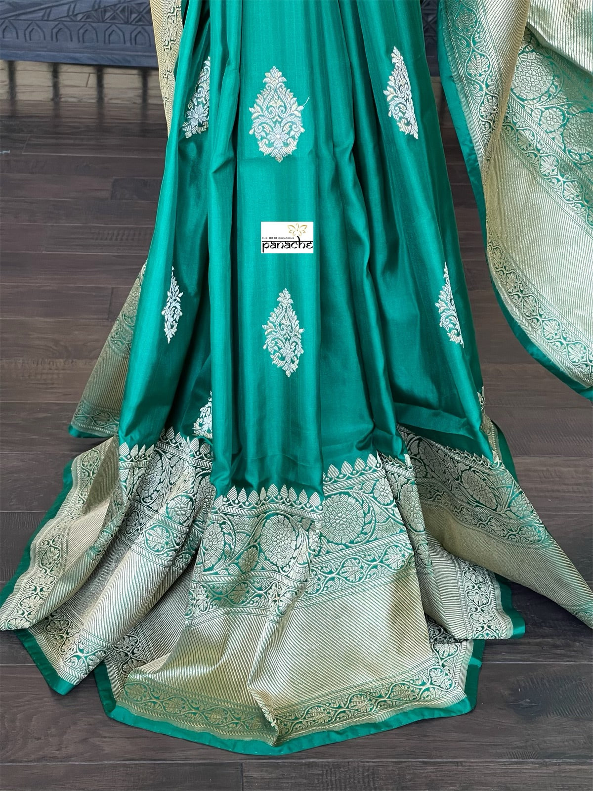 Pure Katan Silk Banarasi - Green Antique Zari