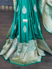 Pure Katan Silk Banarasi - Green Antique Zari
