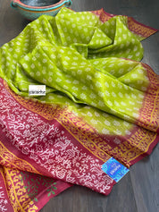 Pure Murshidabad Silk - Lime Green Printed