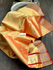 Pure Chanderi Silk - Yellow Eknaliya Woven