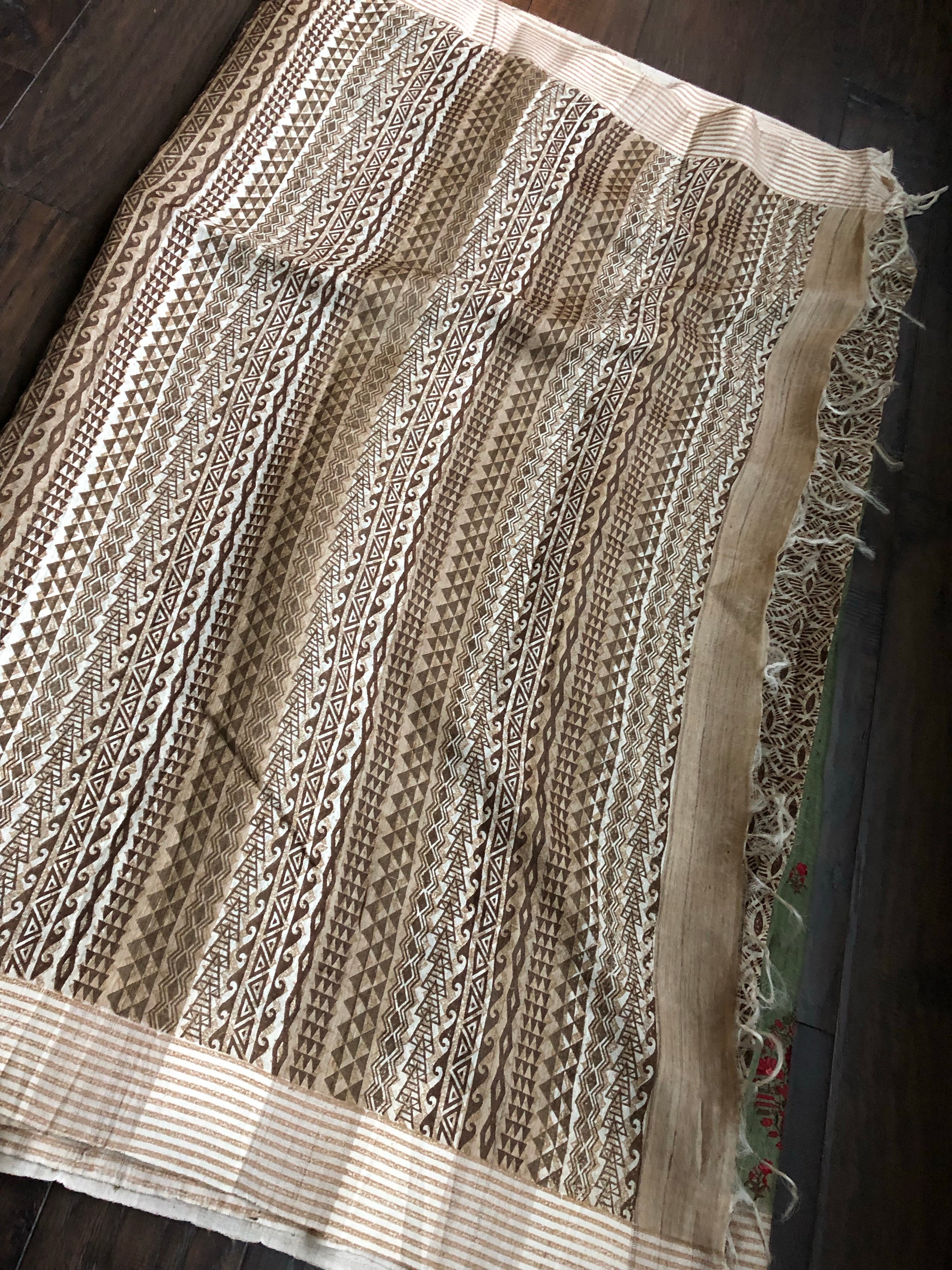 Tussar Silk - Moss Green Embroidered
